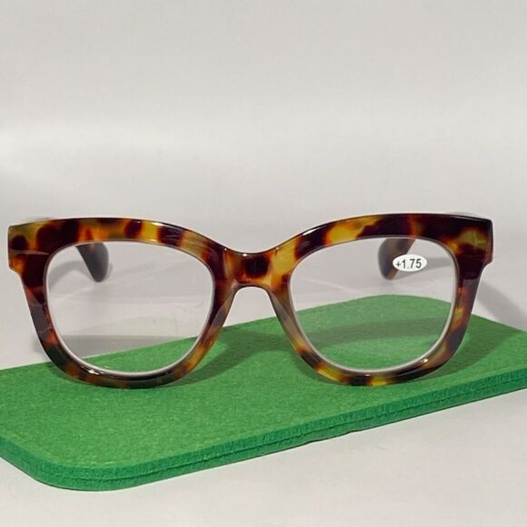 1111 Mona Reading Glasses 1.75 Tortoise Readers Rounded Square Frame NWT - Picture 2 of 9